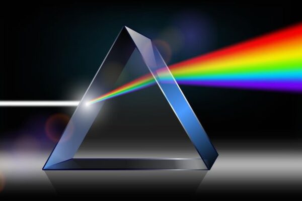 Download Optics physics The white light shines through the prism. Produce rainbow colors in illustrator. for free